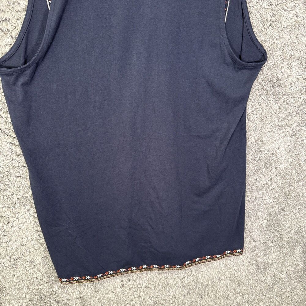 Christian Siriano Embroidered Sleeveless Blouse Top Navy Blue XL Boho Floral - Picture 9 of 10